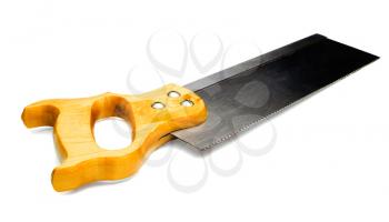 Wooden handle of a saw isolated over white