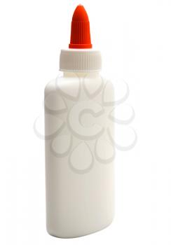 Close-up of a glue bottle isolated over white