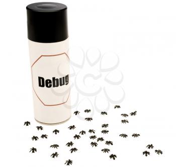 Insect repellent near ants isolated over white