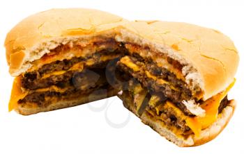 Two slices of burger isolated over white