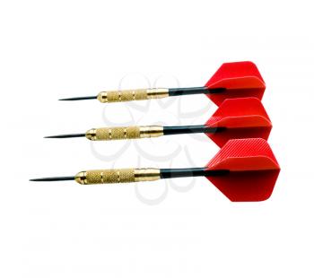 Three red darts in order isolated over white