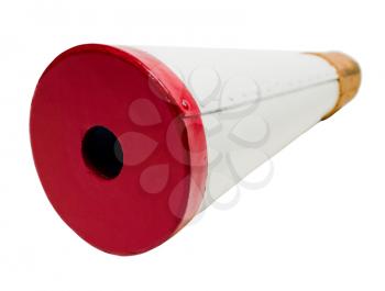 Telescope of red color isolated over white