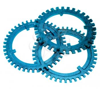 Gears of blue color isolated over white