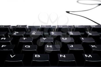 Black color computer keyboard isolated over white