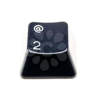 Computer key of number 2 isolated over white