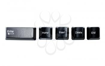 Control keys of computer isolated over white