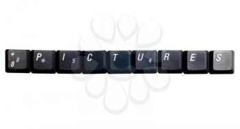 Text pictures is made of computer keys isolated over white