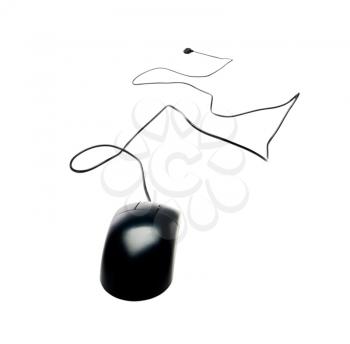 Black color computer mouse isolated over white