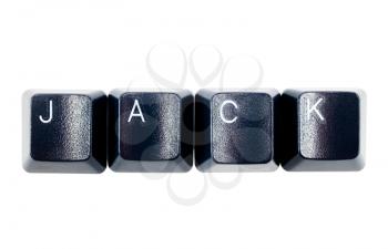 Jack word is made of computer keys isolated over white