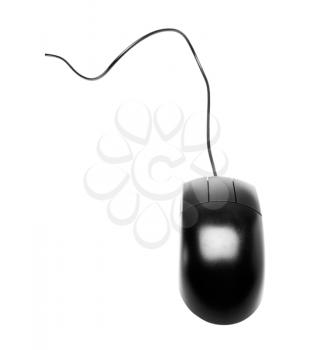 Single computer mouse of black color isolated over white