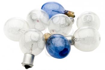 Eight light bulbs isolated over white