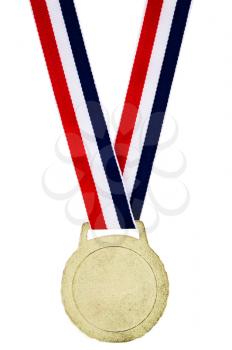 Close-up of a winner medal isolated over white