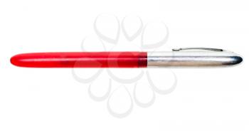 Red color fountain pen isolated over white
