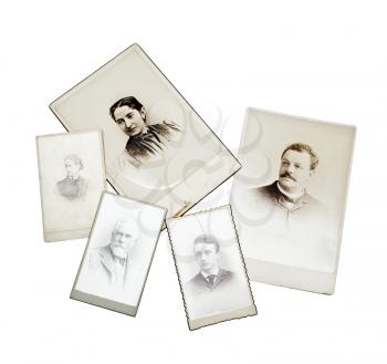 Black and white photographs isolated over white