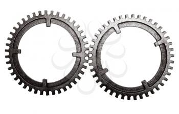 Metallic gears of gray color isolated over white