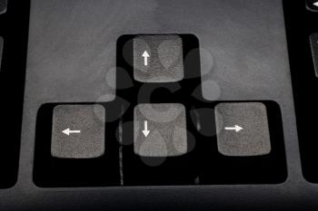 Arrow keys of a computer keyboard isolated over white