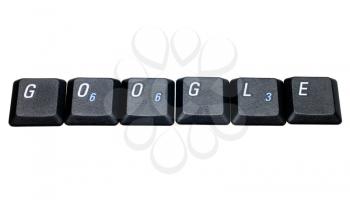 Google word is made of computer keys isolated over white