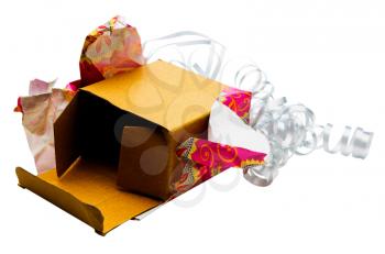 Unwrapped gift isolated over white