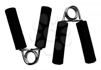Two handgrips of black color isolated over white