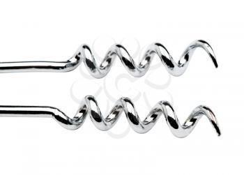 Twisted shiny corkscrews isolated over white