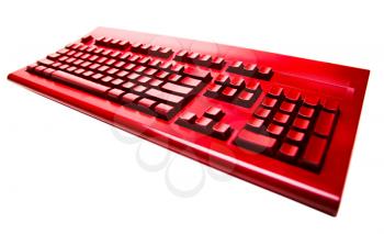 Single red color keyboard isolated over white