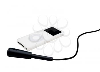 MP3 player with a microphone isolated over white