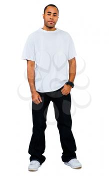Portrait of a young man posing isolated over white