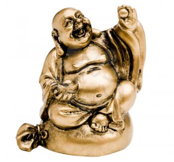 Close-up of a laughing buddha isolated over white