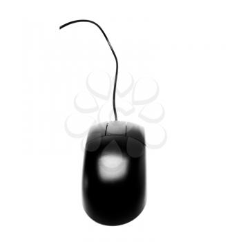 Close-up of a computer mouse of black color isolated over white
