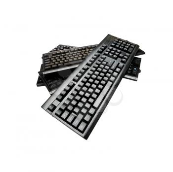 Wireless keyboards of black color isolated over white
