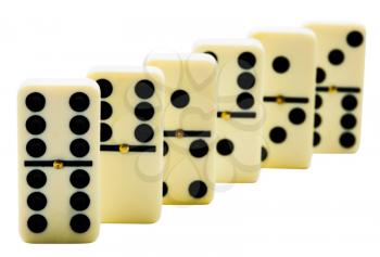 Six dominos isolated over white