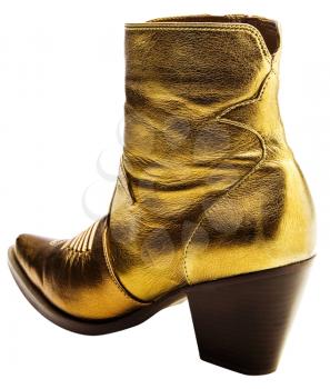 Golden color boot isolated over white