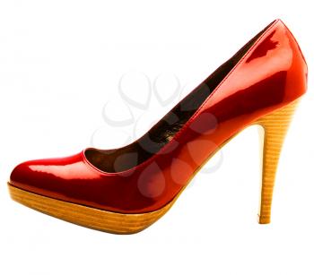 High heels of red color isolated over white