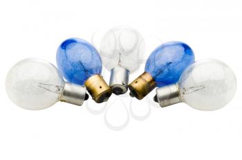 Five light bulbs isolated over white
