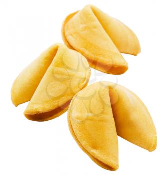 Three fortune cookies isolated over white