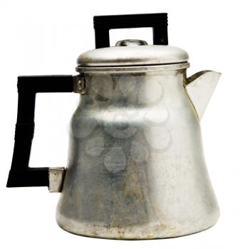 Metallic kettle isolated over white
