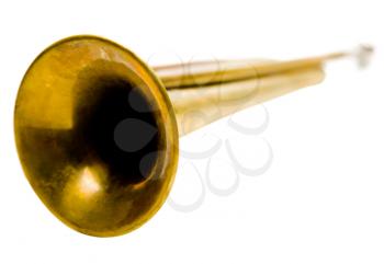 Single bugle of brass isolated over white