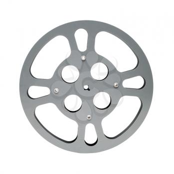 Gray color film reel gear isolated over white