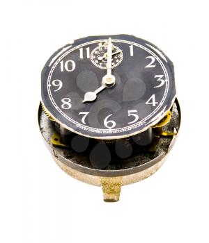 Black color clock isolated over white