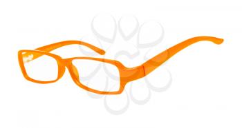 Eyeglasses of orange color isolated over white