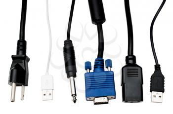 Hardware cables isolated over white