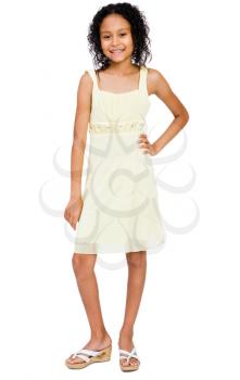 Girl posing with hand on hip isolated over white