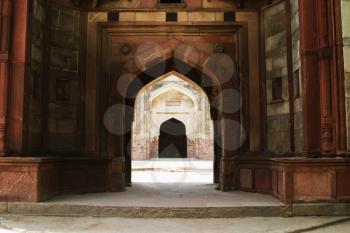 Archway in a fort, Old Fort, Delhi, India