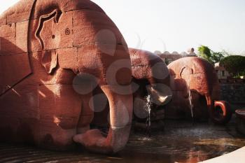 Elephant statues in a garden, Garden of Five Senses, Saidul Ajaib, New Delhi, India