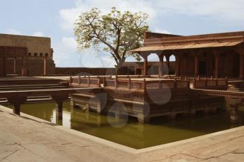 Pond in a palace, Fatehpur Sikri, Agra, Uttar Pradesh, India