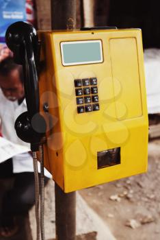 Close-up of a pay phone, Mysore, Karnataka, India