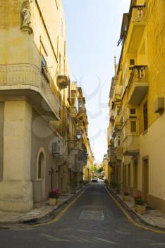 Buildings along a street, Valletta, Malta