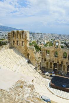 Ruins of an ancient amphitheater, Theatre of Dionysus, Acropolis, Athens, Greece