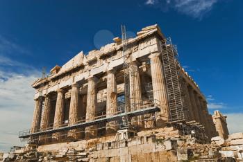 Ancient temple under renovation, Parthenon, Acropolis, Athens, Greece