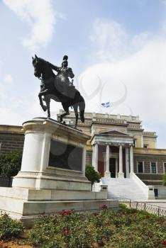 Statue in front of a museum, Theodoros Kolokotronis, National History Museum, Athens, Greece